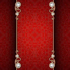 Vintage gold and red jewelry background