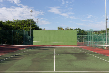  Tennis Court with blue sky