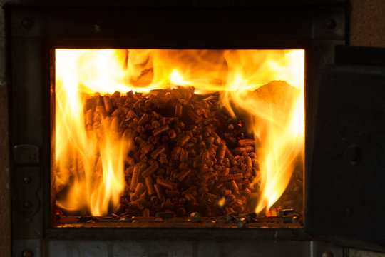 burning in the furnace pellets from pine