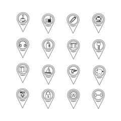 Set of Map Pointer icons for website and communication