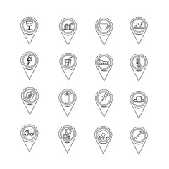 Set of Map Pointer icons for website and communication