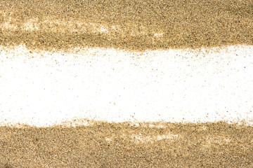 closeup of a pile of sand of a beach or a desert on a white back