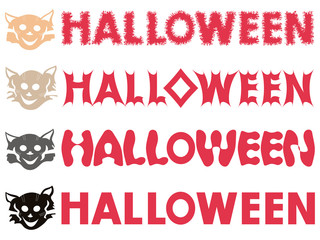 Halloween inscriptions and feline stencils