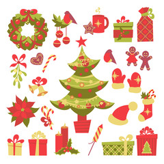 Christmas elements retro style.