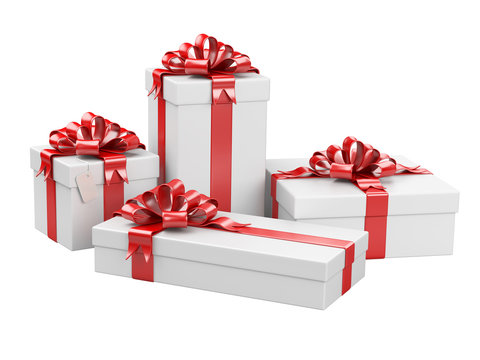 Gift boxes with blank gift tag