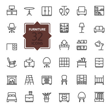 Outline web icon collection - furniture