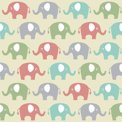vector seamless pattern with elephants