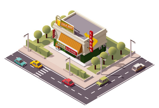 Vector Isometric Liquor Store