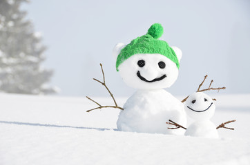 Pair of funny snowmen