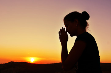 beautiful summer Girl in prayer