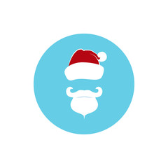 Icon Colorful  Santa Claus ,Round Icon Santa Claus  with a Beard, Mustache and Hat without a Face, Icon of  Christmas Decorations, Merry Christmas and Happy New Year , Vector Illustration