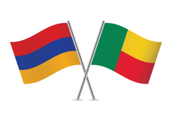 Benin and Armenia flags. Vector illustration.