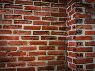 Old brick wall and corner of post for background