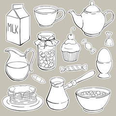 vector breakfast set