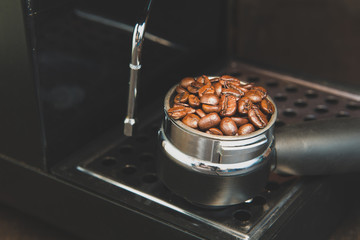 Coffee beans in the coffee tablet. Stil life style and Vintage.