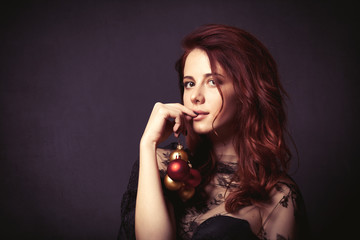 Woman with baubles