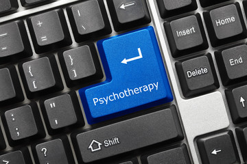 Conceptual keyboard - Psychotherapy (blue key)