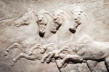 Fototapeta na wymiar Detail of bas relief of a horses, Athens