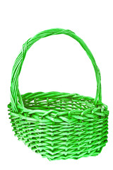 green wicker basket isolated