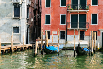 Fototapeta na wymiar Gondolas in Venice Grand Canal, Italy.