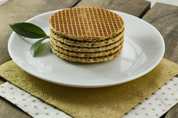 
Dutch waffles on a white plate