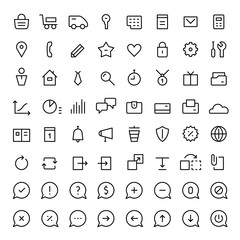Icons set for web services. Thin lines. Black.