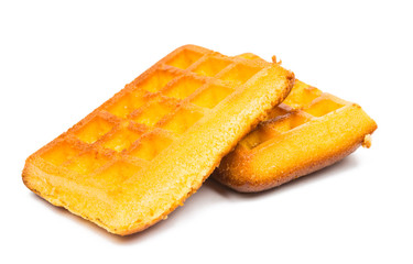 Biscuit wafers on a white background