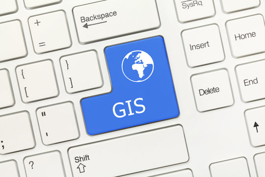 White conceptual keyboard - GIS (blue key)