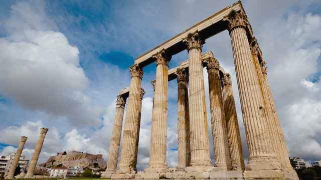 4K 25p Olympeion timelapse Ancient Temple of Olympian Zeus Pillars Greece