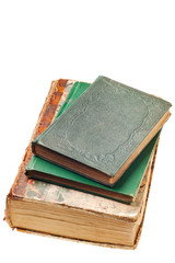 old books from the 1800's isolated on white background