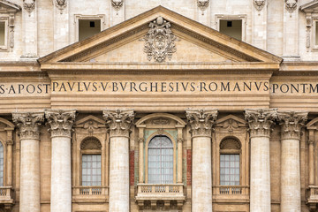 The central balcony of St. Peter's Basilica in Vatican, Rome, It