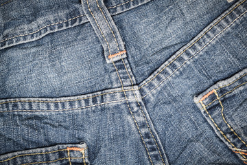 Fototapeta premium Blue jeans with seam texture background