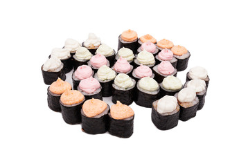 Sushi on the white background