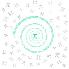 Pi spiral on white background