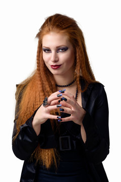 Emotional portrait. Young redhead woman demonstrates various emotions.
