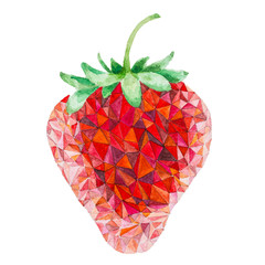 Low poly watercolor strawberry - 95942544