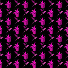 Seamless pattern of small purple tulips
