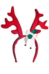 red and green christmas reindeer antlers isolated on white backg