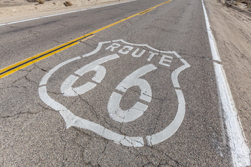 Route 66 Sign on Broken Pavement