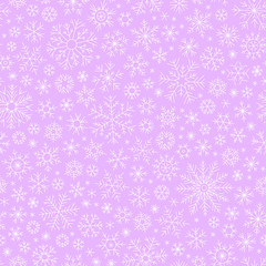Naklejka na ściany i meble Christmas seamless doodle pattern with snowflakes, vector