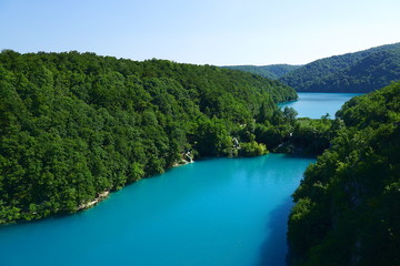 Fototapeta na wymiar View over some of the lakes in the Plitvice national park, Croatia