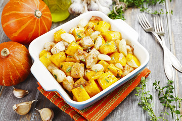 Chicken baked with pumpkin