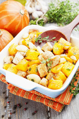 Chicken baked with pumpkin