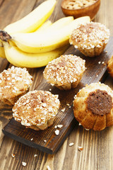Homemade banana muffins with almond