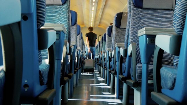 traveling by train, a passenger in a wagon