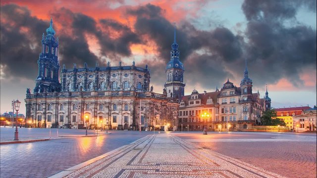 Dresden, Germany at sunset, Time lapse
