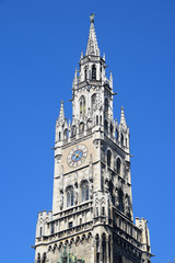 Fototapeta na wymiar Munich Marienplatz City Hall Tower