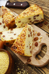 Casserole with millet and raisin