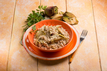 barley risotto with  artichoke