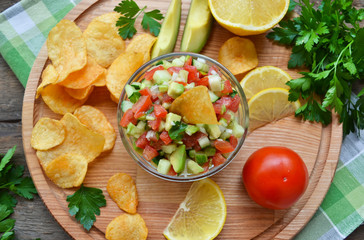 Salsa with avocado, tomato and chilli